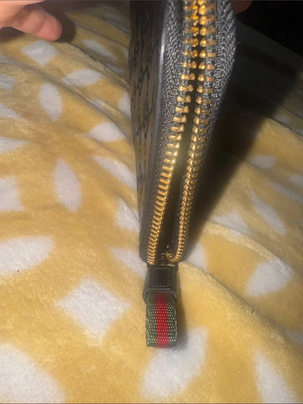 Gucci Black Embossed GG Zip Around Wallet